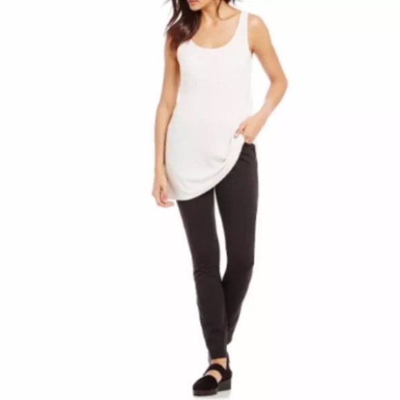 228.00 NWT EILEEN FISHER MELANGE SKINNY STRETCH PONTE PANT CHARCOAL - Picture 4 of 6